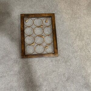 Wooden Wine Rack with Gold Accents